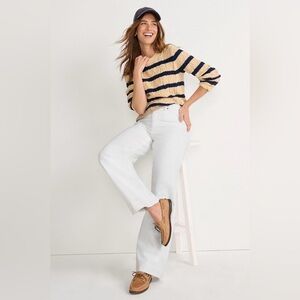 NEW Lands’ End Wide Leg High Rise Jeans White Denim Pants Women’s Size 4 27”